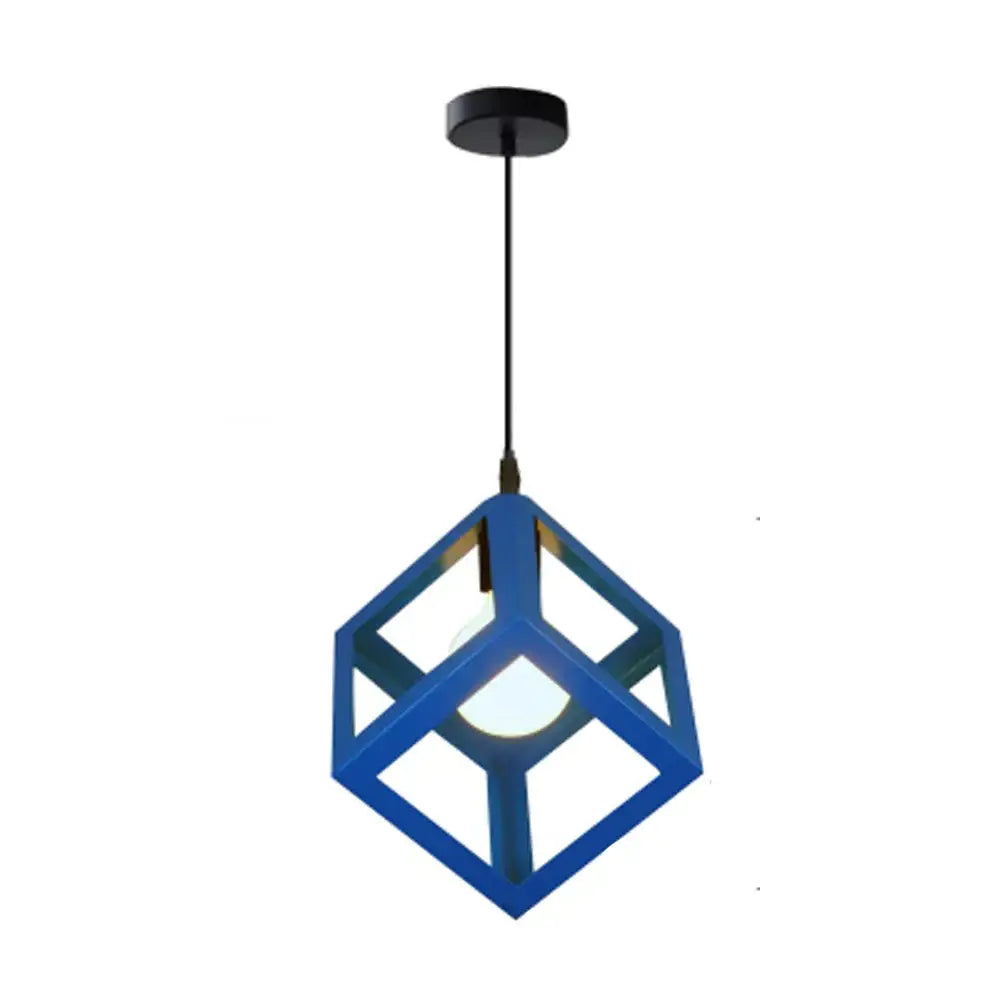 Modern multicolor geometric cube pendant lights set kitchen decor