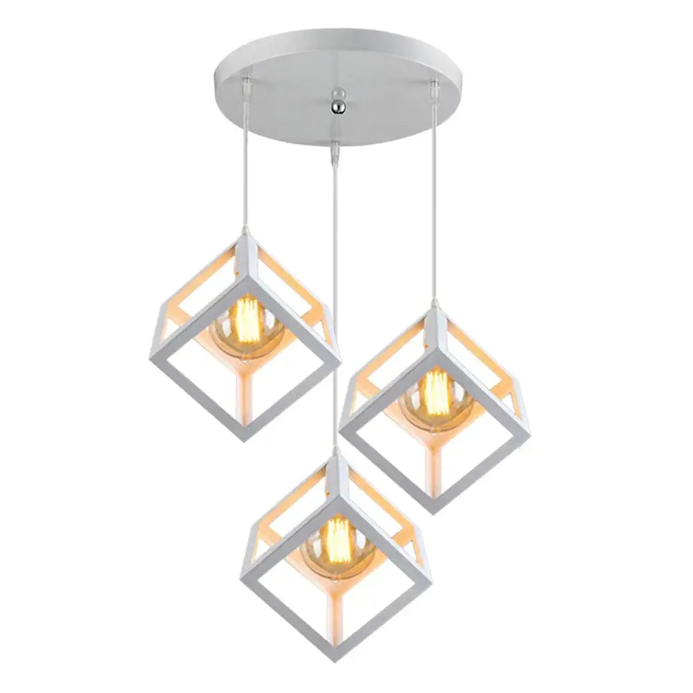 Modern multicolor geometric cube pendant lights set kitchen decor