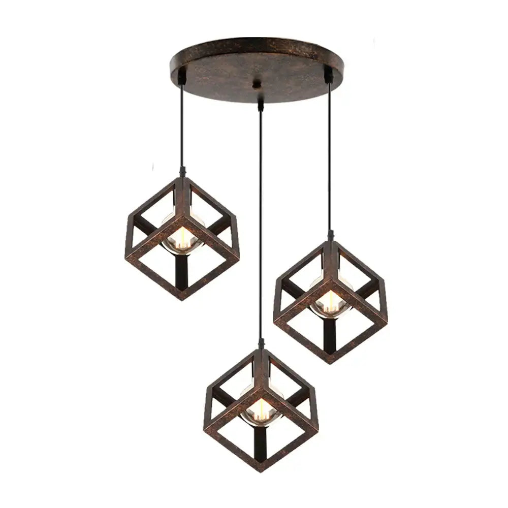 Modern multicolor geometric cube pendant lights set kitchen decor