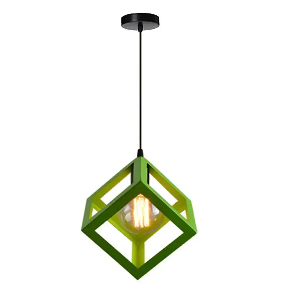 Modern multicolor geometric cube pendant lights set kitchen decor