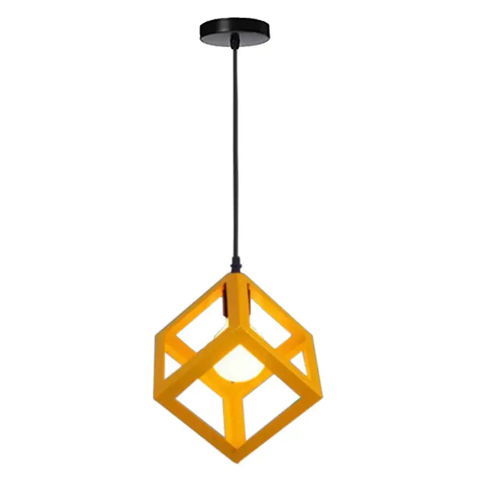 Modern multicolor geometric cube pendant lights set kitchen decor