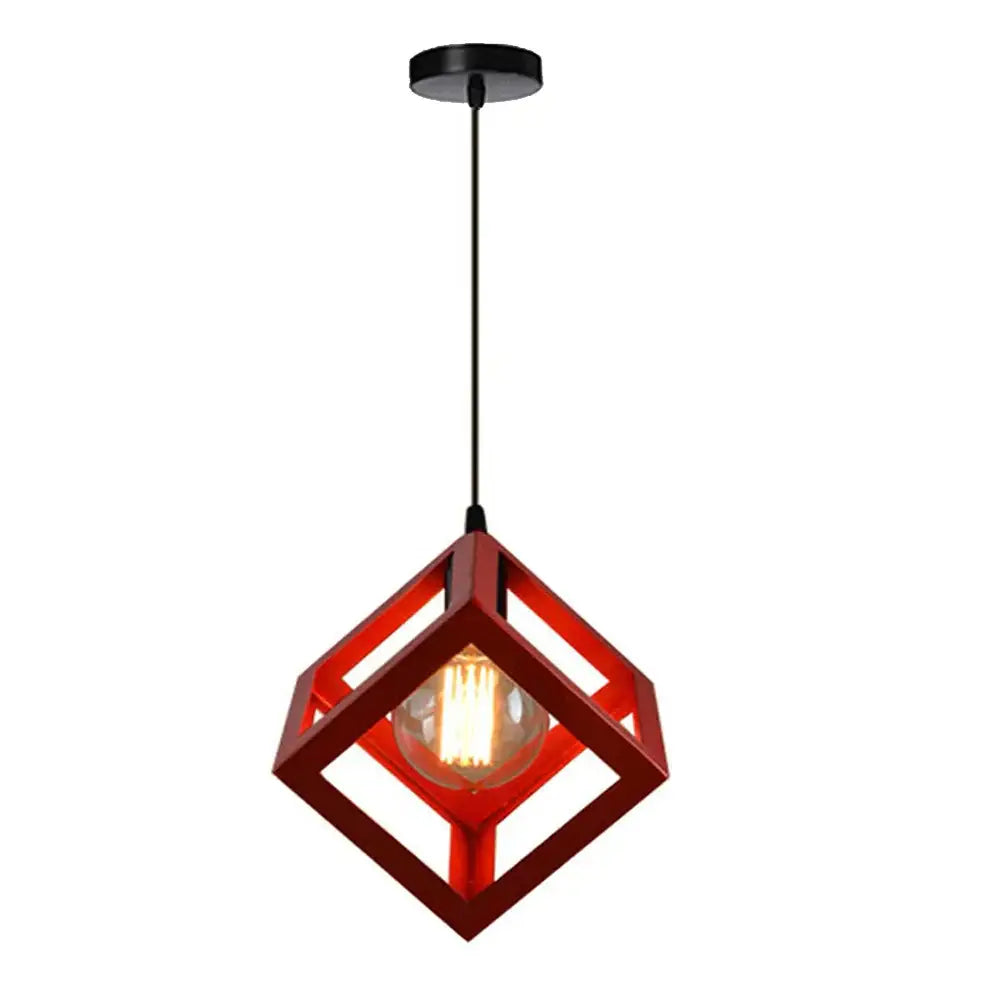 Modern multicolor geometric cube pendant lights set kitchen decor