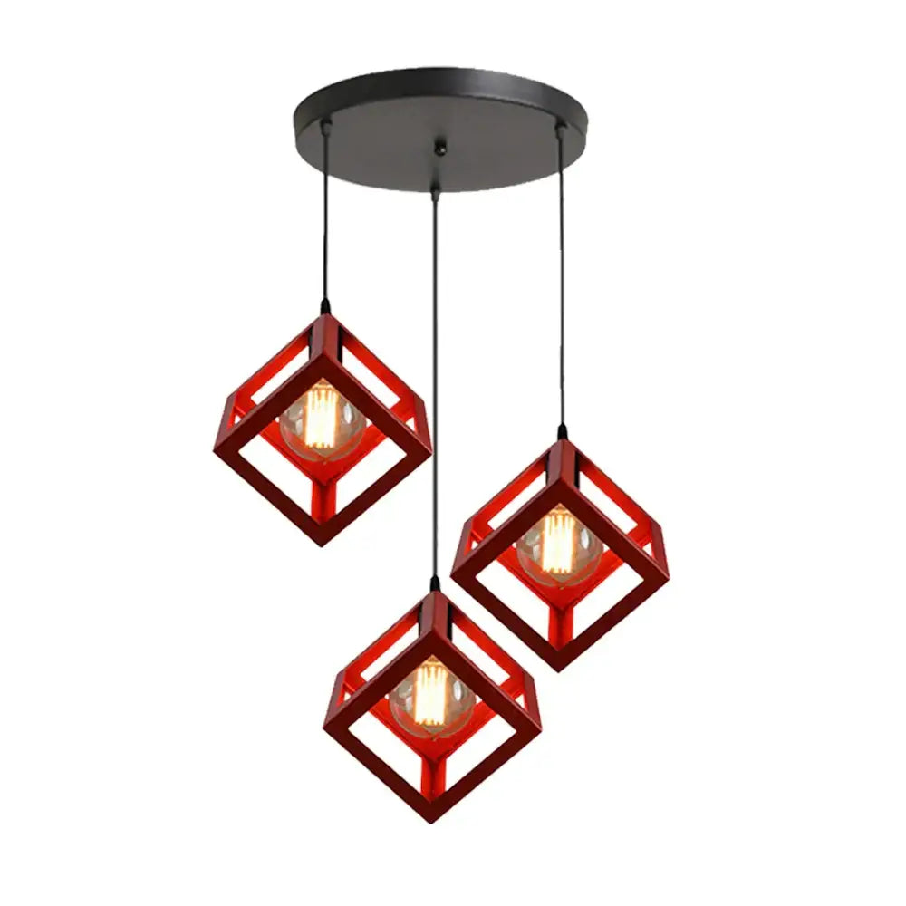 Modern multicolor geometric cube pendant lights set kitchen decor