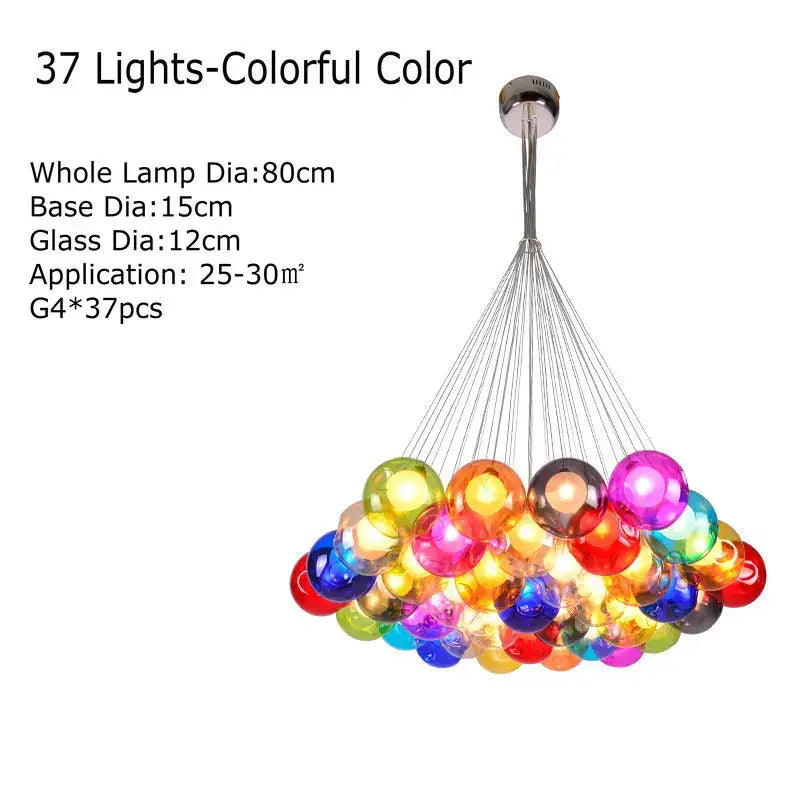 Modern multicolored clear glass chandelier living room pendant light
