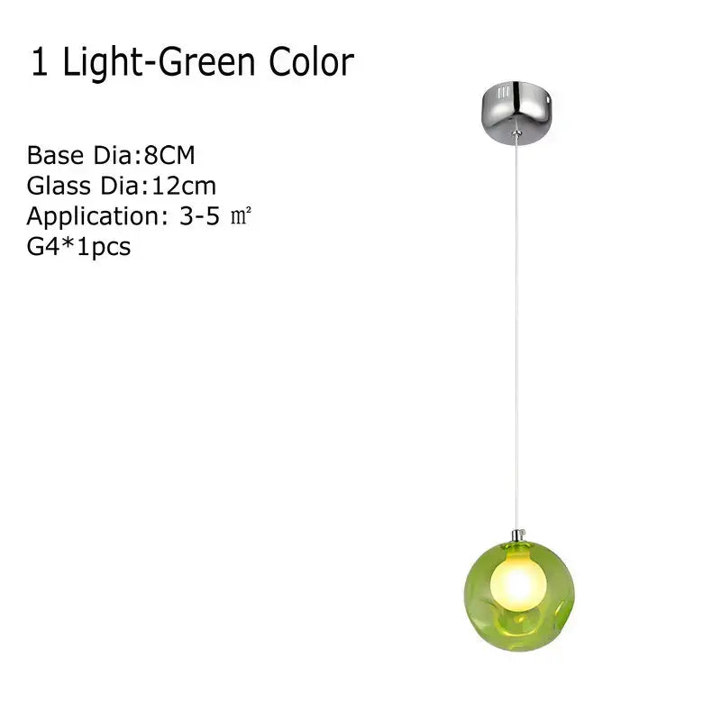 Modern multicolored clear glass chandelier living room pendant light