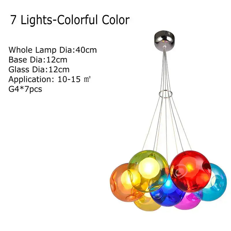 Modern multicolored clear glass chandelier living room pendant light