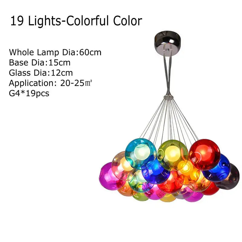Modern multicolored clear glass chandelier living room pendant light