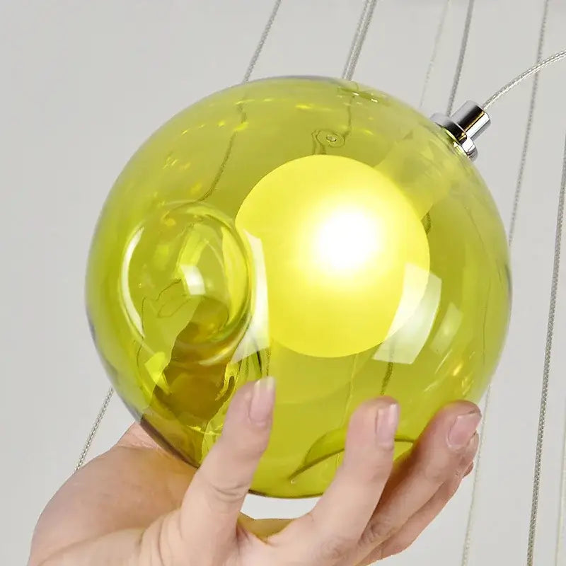 Modern multicolored clear glass chandelier living room pendant light