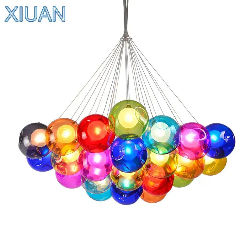 Modern multicolored clear glass chandelier living room pendant light