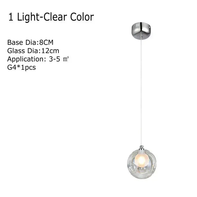 Modern multicolored clear glass chandelier living room pendant light