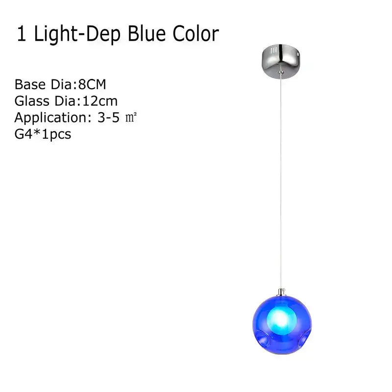 Modern multicolored clear glass chandelier living room pendant light