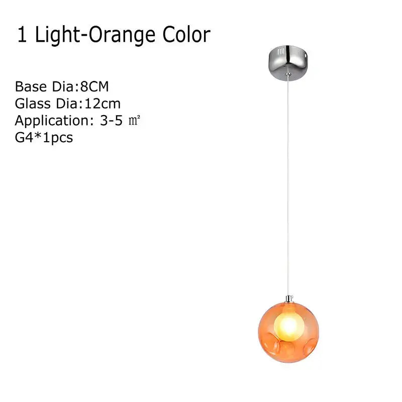 Modern multicolored clear glass chandelier living room pendant light