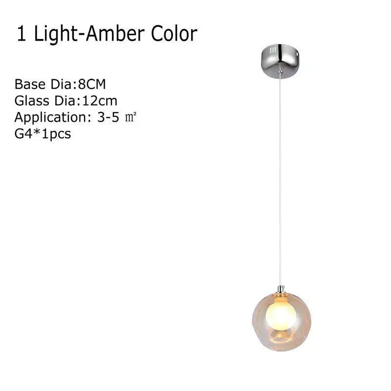 Modern multicolored clear glass chandelier living room pendant light