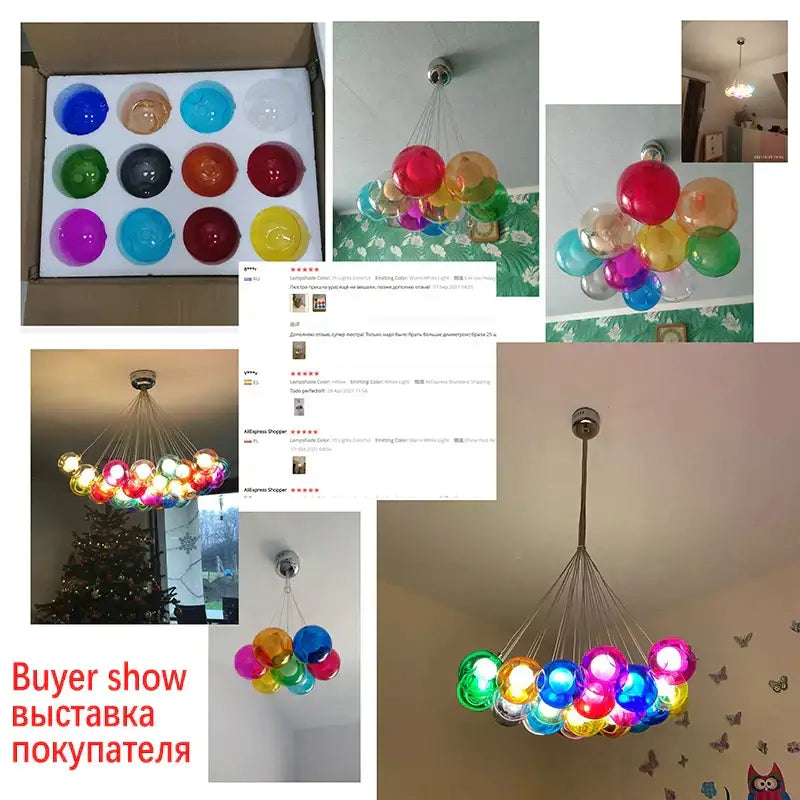 Modern multicolored clear glass chandelier living room pendant light
