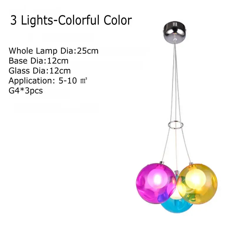 Modern multicolored clear glass chandelier living room pendant light