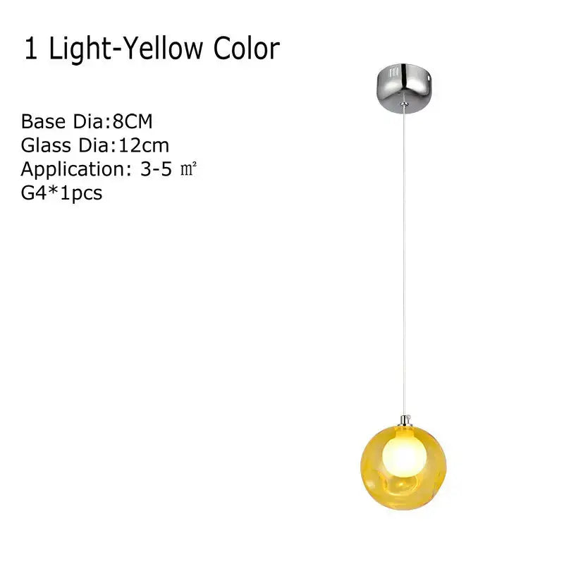 Modern multicolored clear glass chandelier living room pendant light