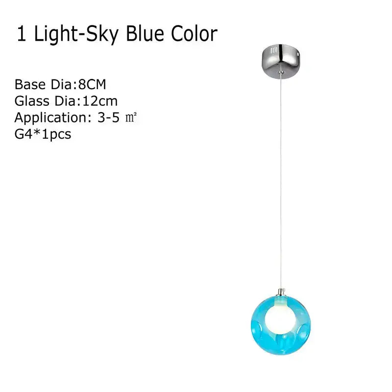 Modern multicolored clear glass chandelier living room pendant light