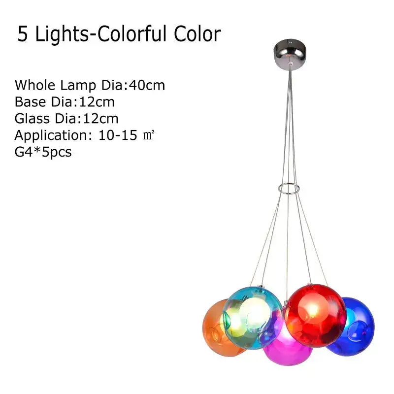 Modern multicolored clear glass chandelier living room pendant light