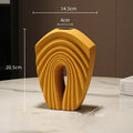 Modern mustard yellow geometric folds ceramic vase living room decor