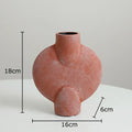 Modern muted tones ceramic disc vase set living room decor