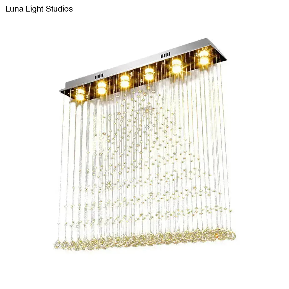 Modern nickel crystal ball cascade chandelier dining room light