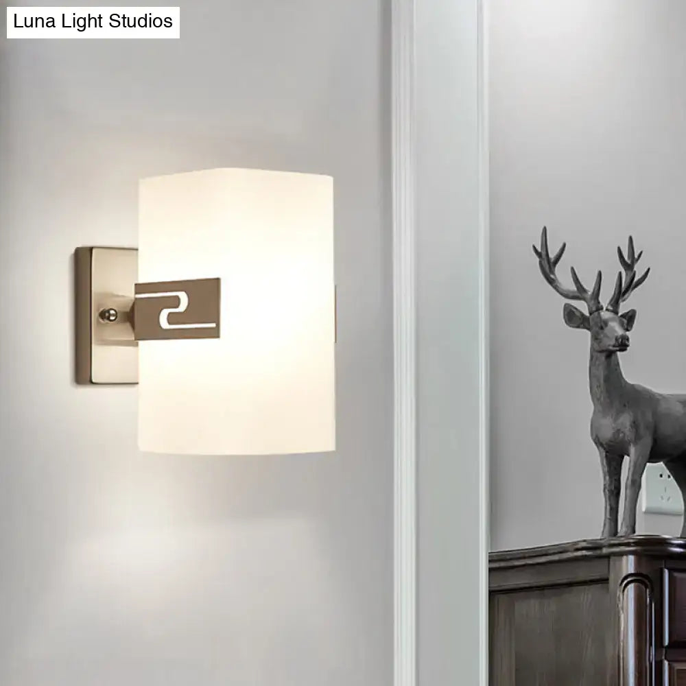 Modern nickel cuboid wall mounted sconce with glass for corridors