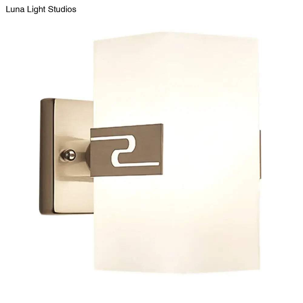 Modern nickel cuboid wall mounted sconce with glass for corridors