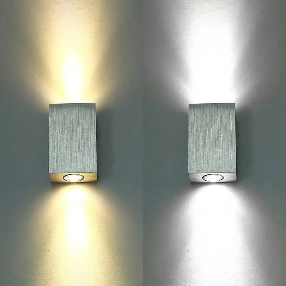 Modern nickel finish rectangular led wall sconce porch light