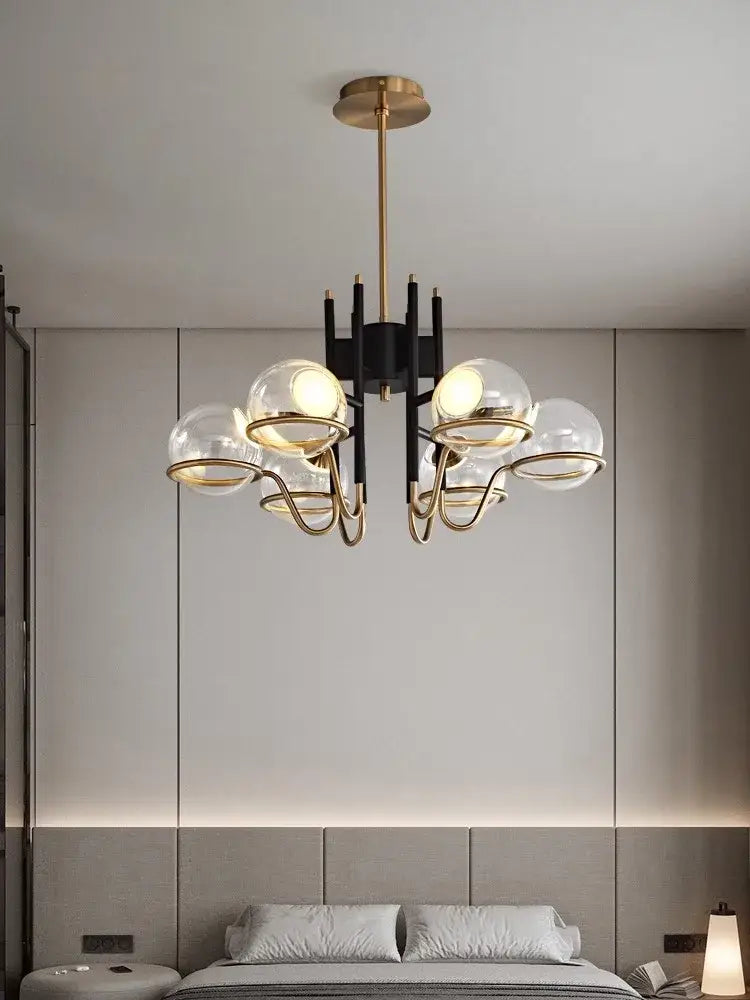 Modern nordic black & gold decorbites clear glass ball pendant light