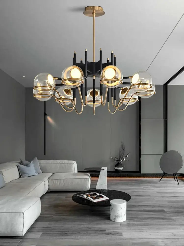 Modern nordic black & gold decorbites clear glass ball pendant light