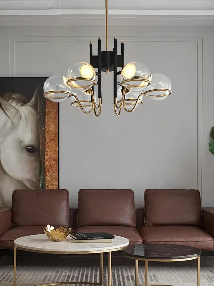 Modern nordic black & gold decorbites clear glass ball pendant light