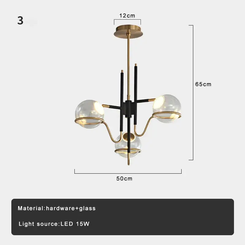 Modern nordic black & gold decorbites clear glass ball pendant light