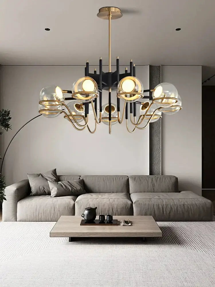 Modern nordic black & gold decorbites clear glass ball pendant light