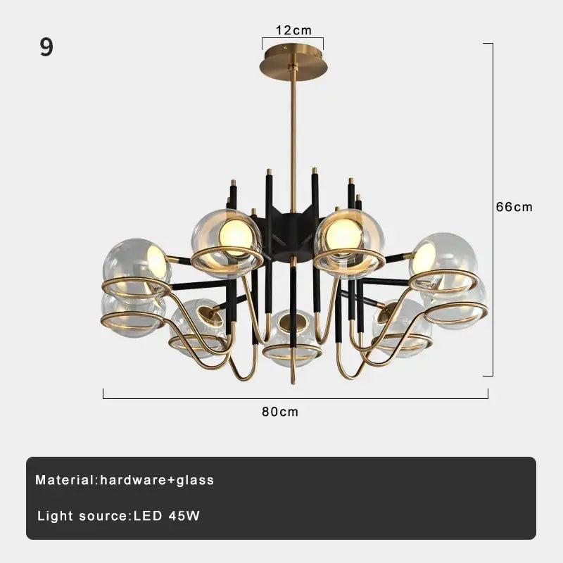 Modern nordic black & gold decorbites clear glass ball pendant light