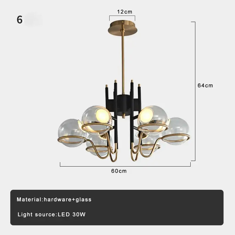 Modern nordic black & gold decorbites clear glass ball pendant light