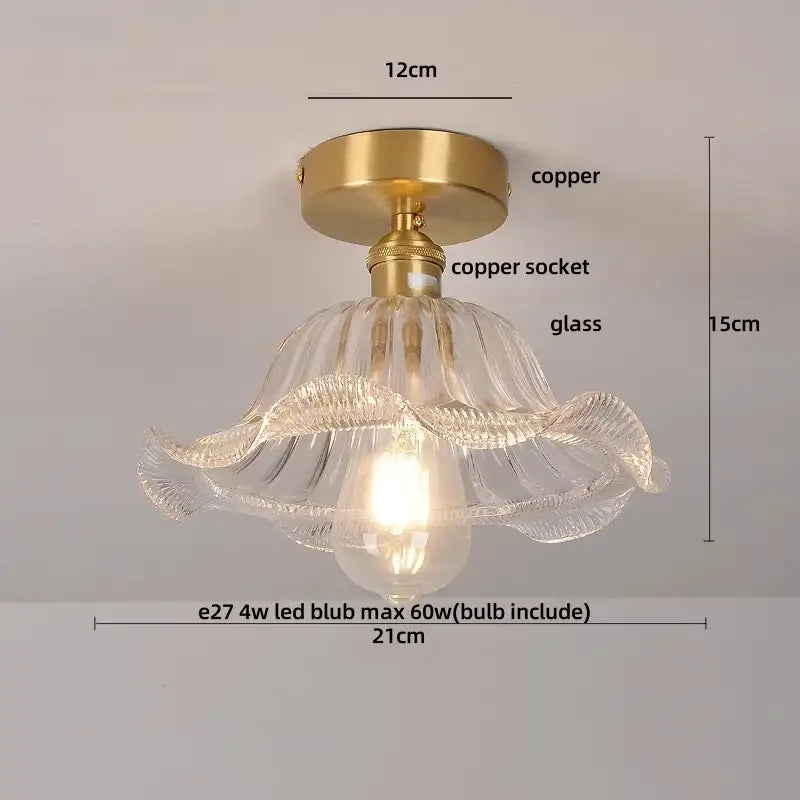 Modern nordic clear glass and gold ceiling light fixture bedroom lamp