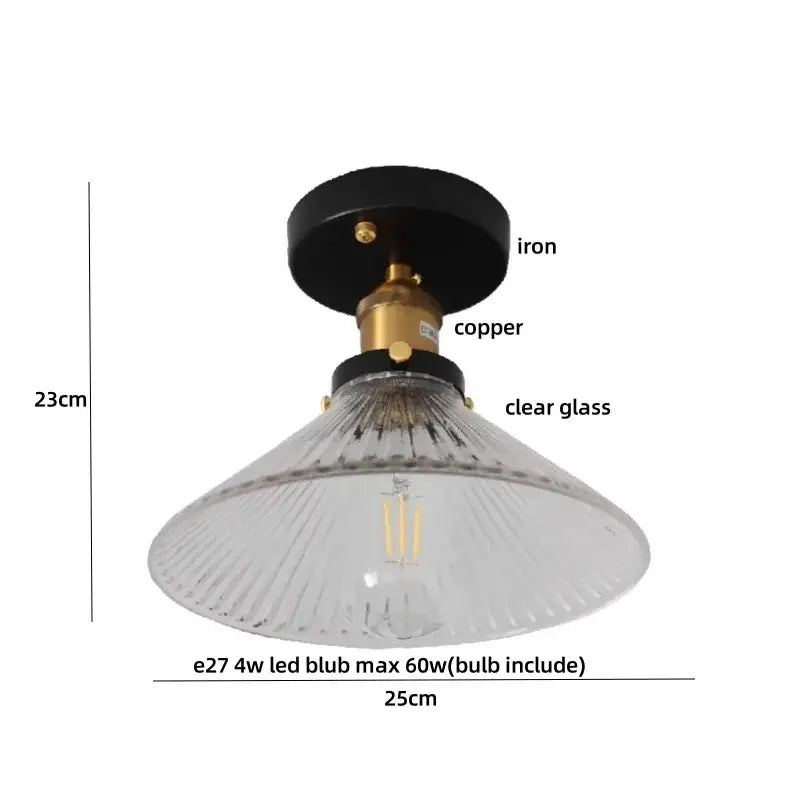 Modern nordic clear glass and gold ceiling light fixture bedroom lamp