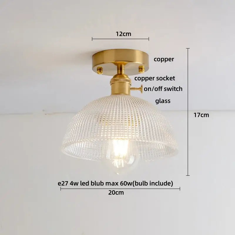 Modern nordic clear glass and gold ceiling light fixture bedroom lamp
