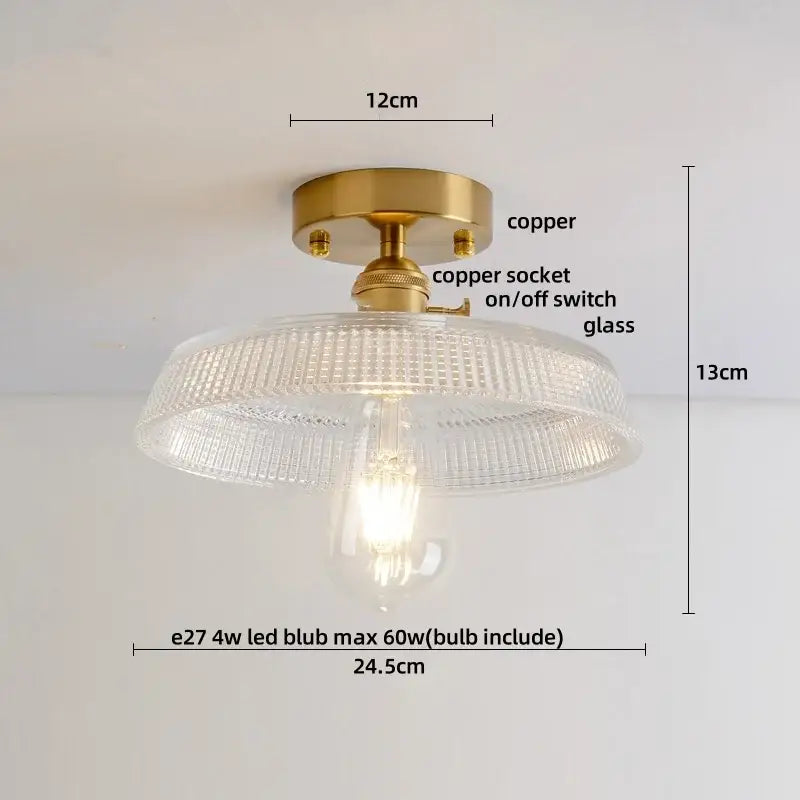 Modern nordic clear glass and gold ceiling light fixture bedroom lamp