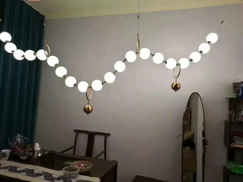 Modern nordic led pendant lamp gold and white dining room chandelier