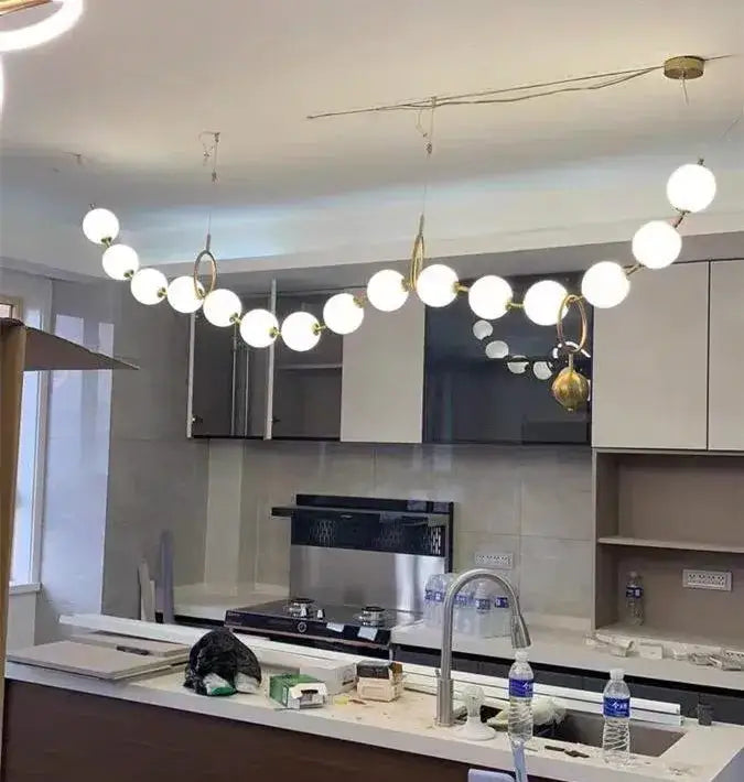 Modern nordic led pendant lamp gold and white dining room chandelier