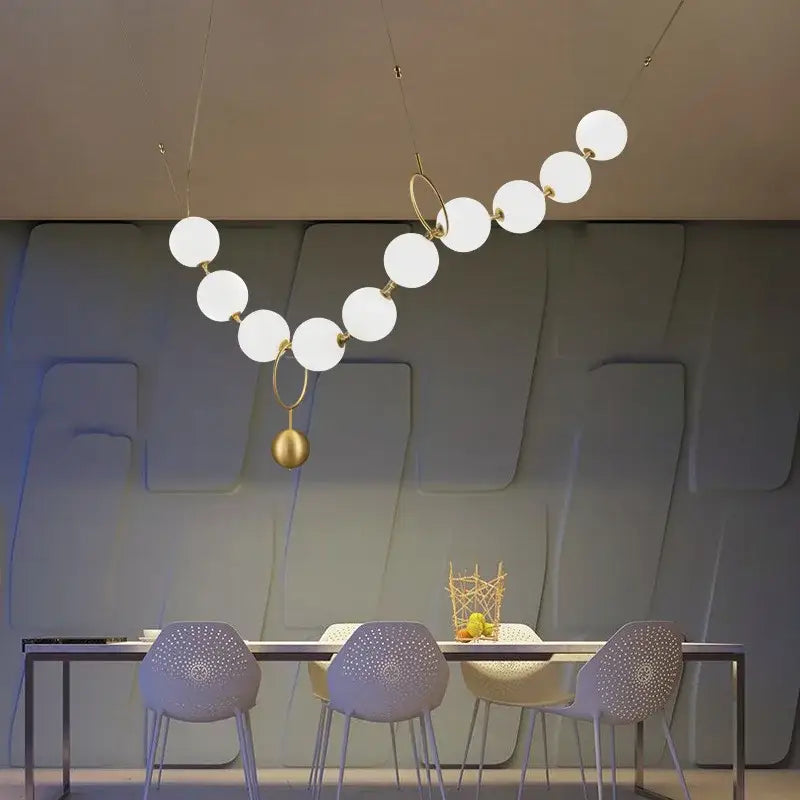 Modern nordic led pendant lamp gold and white dining room chandelier