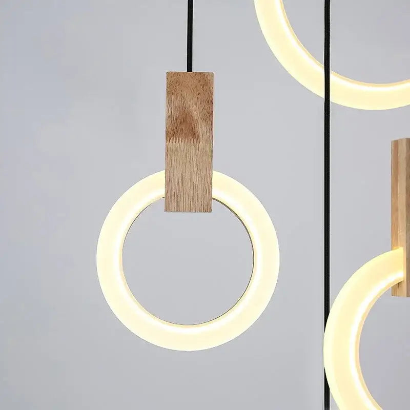 Modern nordic led wood stair chandelier living room pendant light