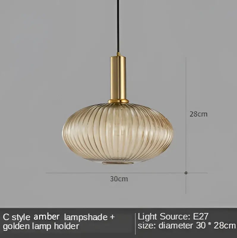 Modern nordic ribbed glass led pendant lights for dining room