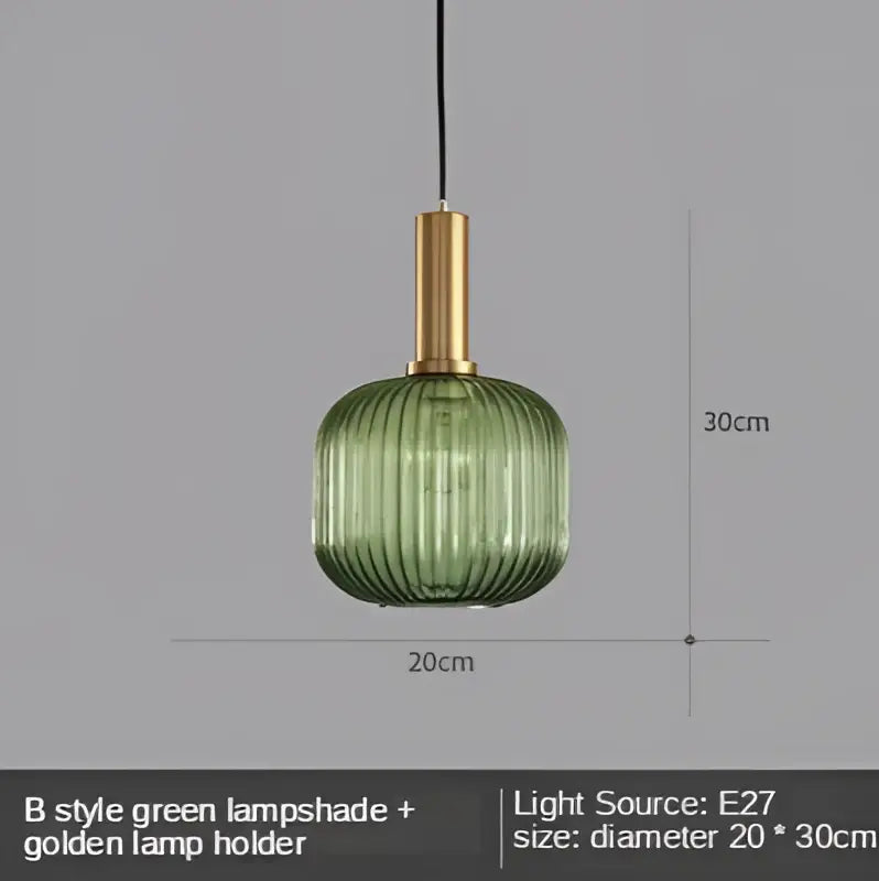 Modern nordic ribbed glass led pendant lights for dining room