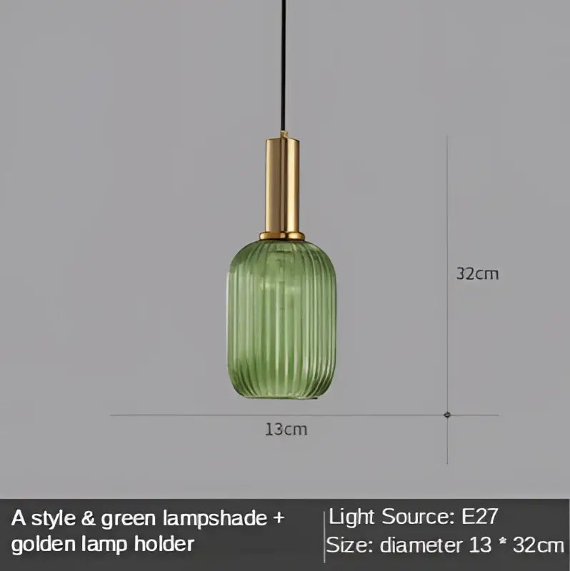 Modern nordic ribbed glass led pendant lights for dining room