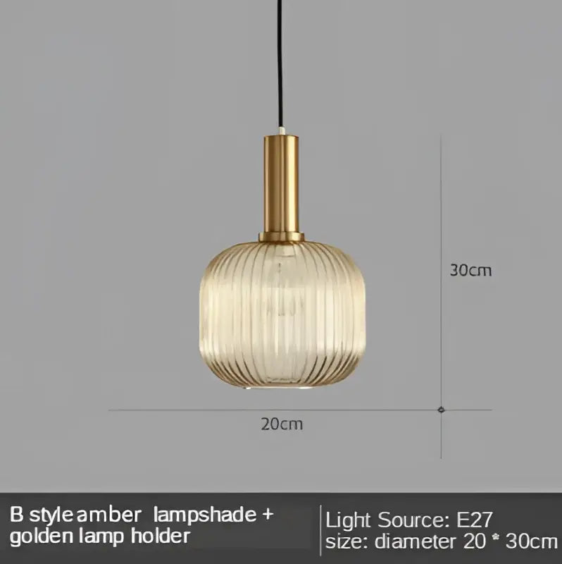 Modern nordic ribbed glass led pendant lights for dining room