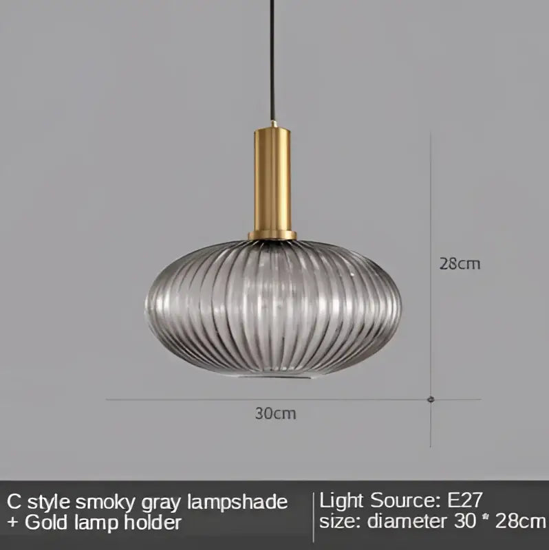Modern nordic ribbed glass led pendant lights for dining room