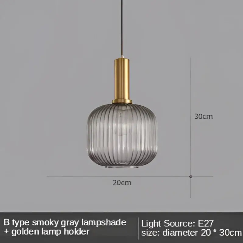 Modern nordic ribbed glass led pendant lights for dining room