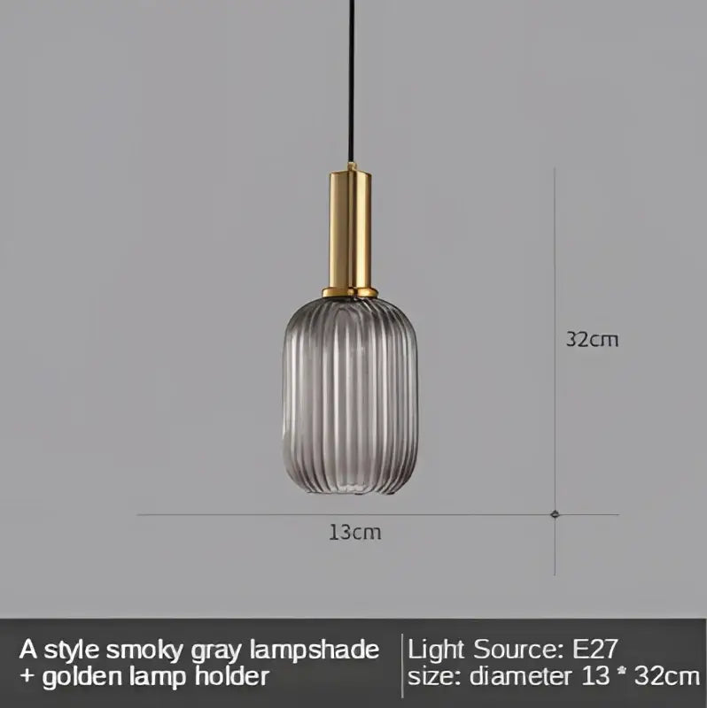 Modern nordic ribbed glass led pendant lights for dining room